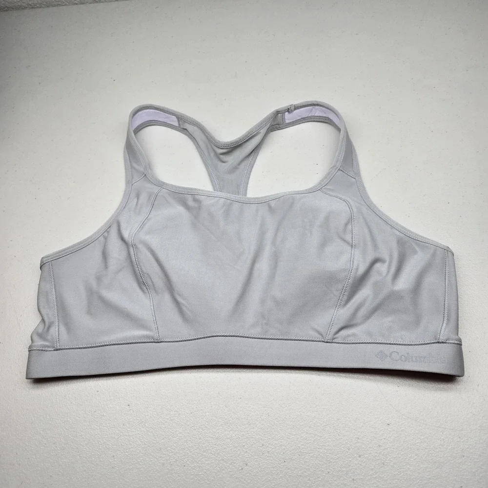 Columbia Women Sports Bra XL Gray Wireless Pullover Jersey Racerback‎